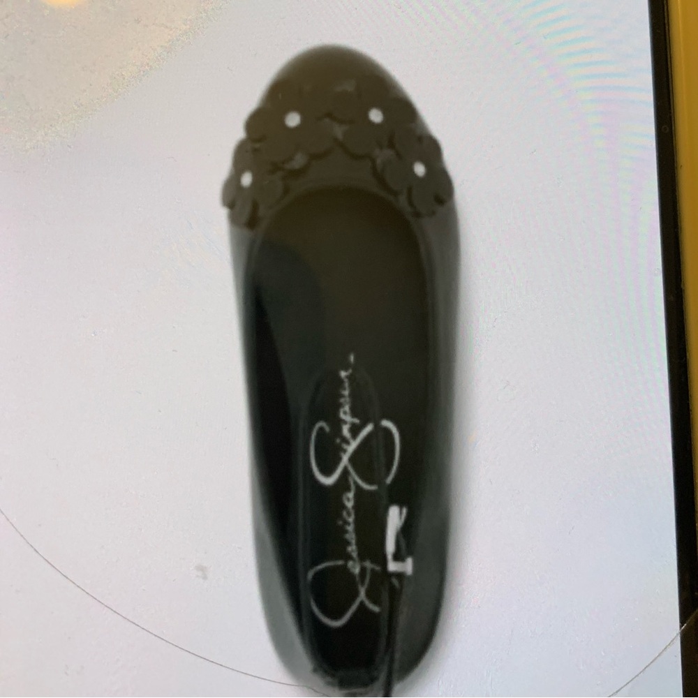 Jessica Simpson Black and silver flower Flats
